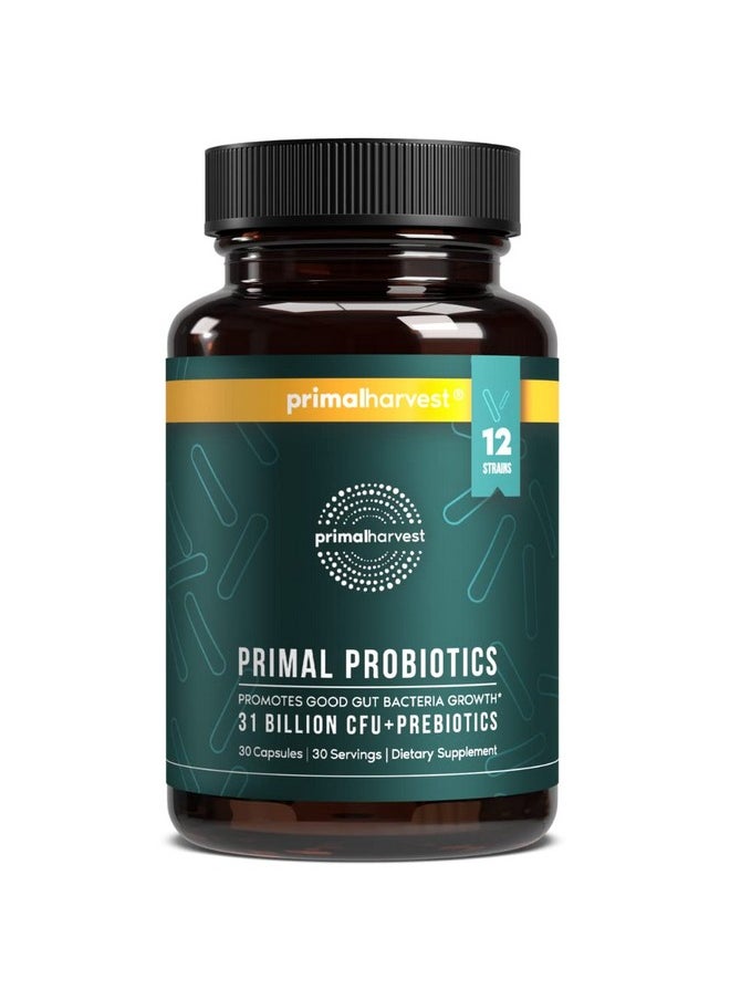 Primal Harvest - Prebiotics And Probiotics For Women & Men Primal Probiotics 30 Oral Probiotics Capsules For Gut Health 12 Dynamic Strains Probiotics For Women - Image 1