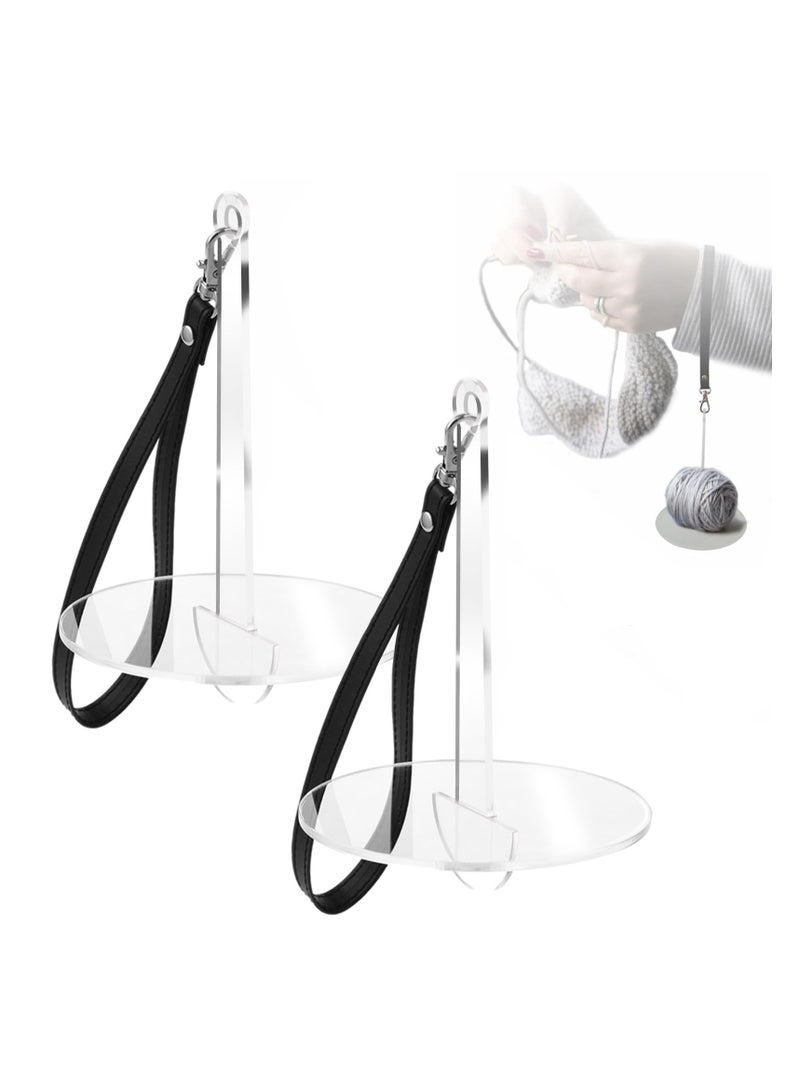 SYOSI حامل خيوط الأكريليك الشفاف مع حزام معصم من الجلد، حامل كرات الخيط المحمول، منظم لوازم الحياكة، رفيق مثالي لكل عشاق الحياكة والكروشيه (2 حزمة (شفاف)) - Image 1