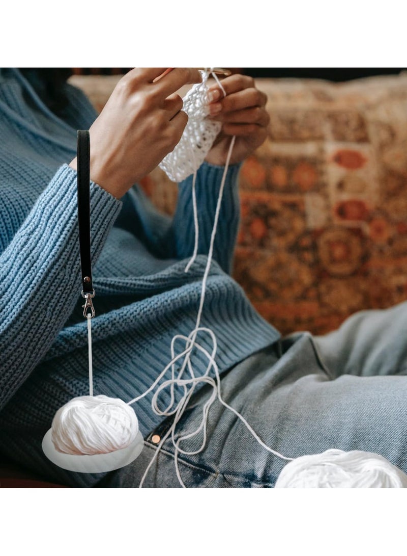 SYOSI حامل خيوط الأكريليك الشفاف مع حزام معصم من الجلد، حامل كرات الخيط المحمول، منظم لوازم الحياكة، رفيق مثالي لكل عشاق الحياكة والكروشيه (2 حزمة (شفاف)) - Image 2