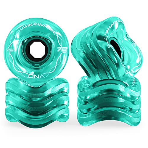 Shark Wheel 72mm 78a Longboard Cruising Wheels, DNA Formula, Set of 4 Wheels (.Transparent Emerald., 72mm) - Image 1