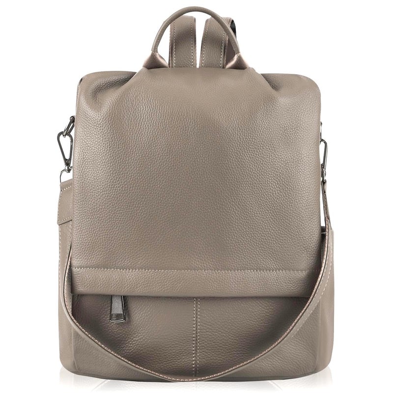 Wesccimo Genuine Leather Backpack Purse For Women Antitheft Real Soft Rucksack Fashion Designer Convertible Ladies Shoulder Bag Grey - Image 1