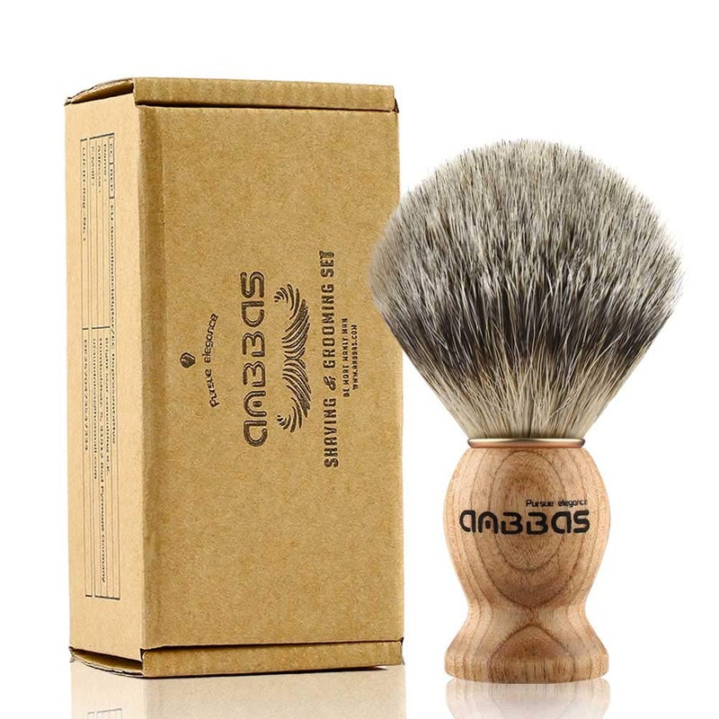 Anbbas Shaving Brush, Handmade Pure Badger Hair Brush with Natural Manchurian Ash Wood Handle for Men Traditional Wet Shaving - Image 1