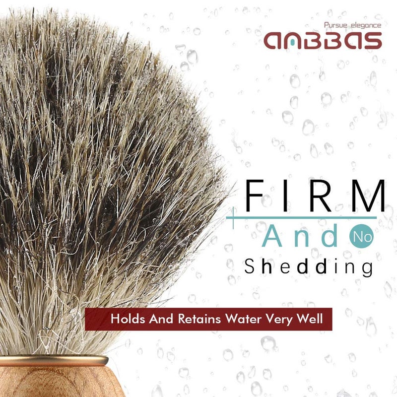 Anbbas Shaving Brush, Handmade Pure Badger Hair Brush with Natural Manchurian Ash Wood Handle for Men Traditional Wet Shaving - Image 2