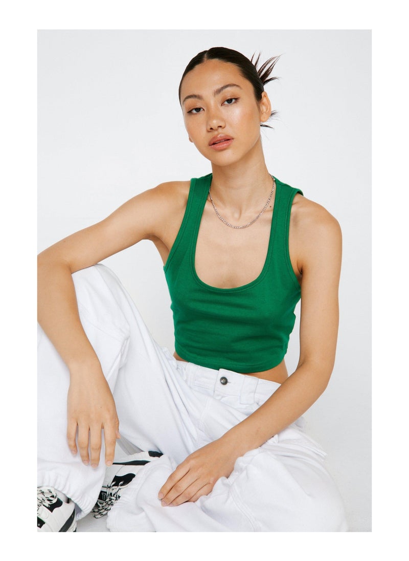 NASTY GAL - Scoop Neck Cotton Vest Top - Image 1