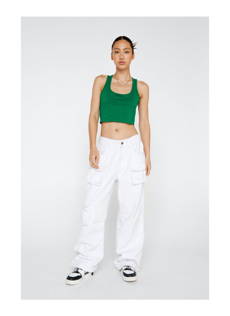 NASTY GAL - Scoop Neck Cotton Vest Top - Image 1