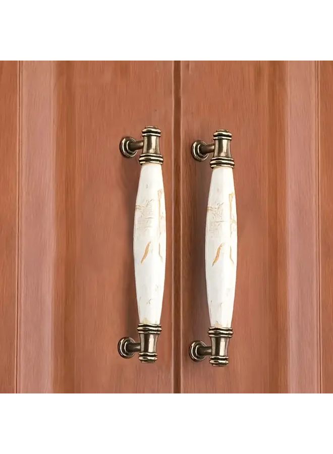 2Pcs European Marble Pattern Ceramic Cabinet Handles Curved Design Zinc Alloy Pulls Polished Finish Pitch 96 - Image 1