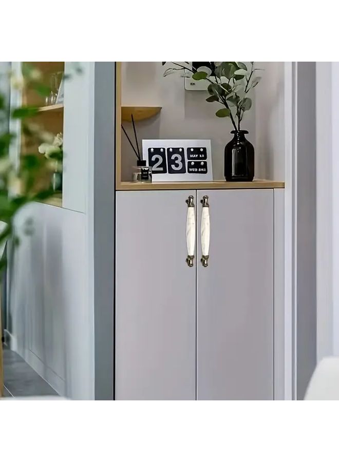 2Pcs European Marble Pattern Ceramic Cabinet Handles Curved Design Zinc Alloy Pulls Polished Finish Pitch 96 - Image 4