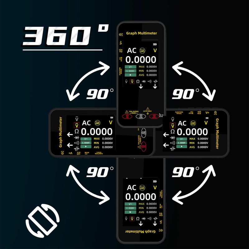 BSIDE 20000 Counts Digital Multimeter Date Recorder, 0.1mA/10uV/1000V with Smart Mode, 360-Degree Rotate LCD with Rechargeable, Measures Amp Cap Diode Temp MAX/MIN/Peak Voltage for Photovoltaic Miners - Image 5