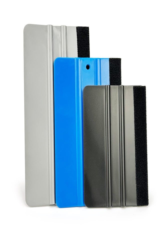 CARTINTS 3 Piece Felt Edge Squeegee, 4inch - 5inch - 6inch Vinyl Wrap Squeegee, Plastic Squeegee Scratch-Free for Decals, Adhesive Vinyl, Window Film, Wallpaper - Image 1