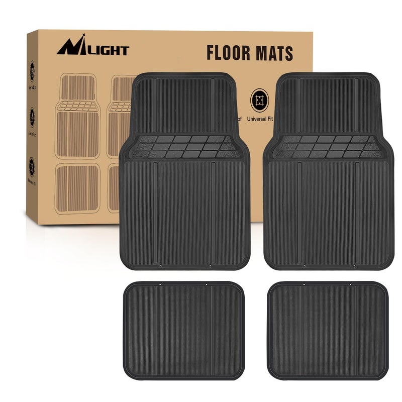 Nilight Rubber Floor Mats for Cars Trucks SUVsUniversal Trim to fit for Most VehiclesAll Weather Protection Heavy Duty Floor LinersPack of 4
