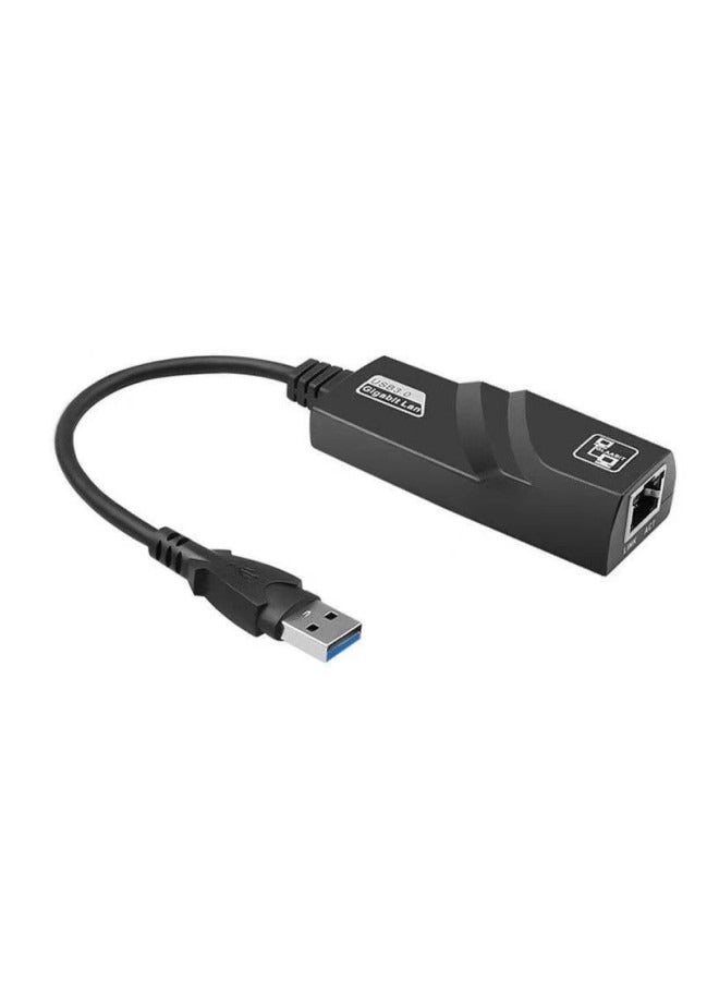 Wired Network Adapter USB 3.0 To Gigabit Ethernet RJ45 Black - Image 1