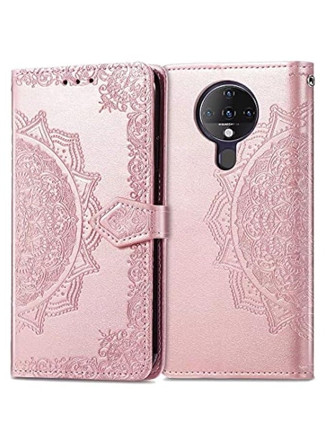 Tecno Spark 6 Rose Gold Leather Flip Case - ID Card Holder, Kickstand, Magnetic Closure  - Image 2