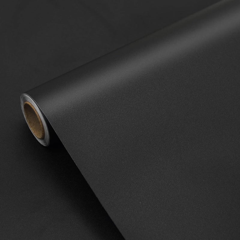 KAPIX Wall Sticker - Contact Paper for Home-Kitchen, Furniture, Cabinet Renovation | Self Adhesive Waterproof PVC Sheet Anti Fade, Non Reflective Decorative Black Matte || (45 X 300-CM) - Image 1