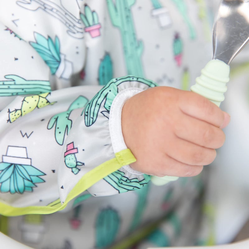 Bumkins - Sleeved Bib - For Boys & Girls, Babies & Toddlers 6-24 Months - Lightweight, Durable, Waterproof - Long Sleeve Bib - Catch-All Pocket - Wipeable & Machine Washable - Cactus & Llama - 2 Pack - Image 4
