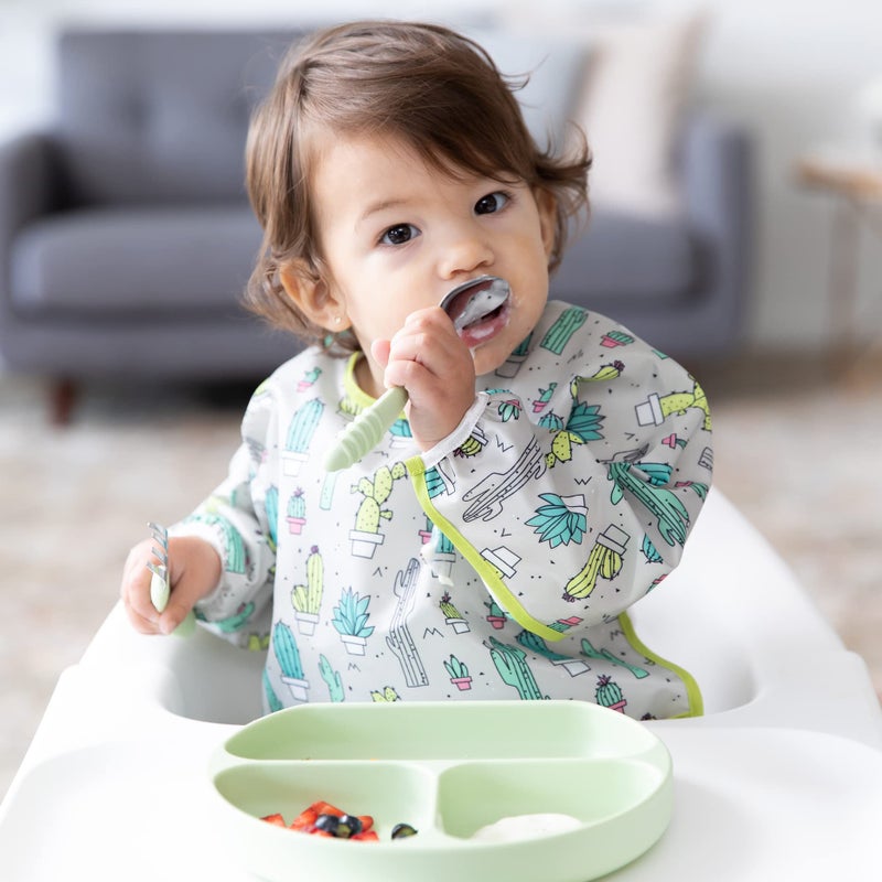 Bumkins - Sleeved Bib - For Boys & Girls, Babies & Toddlers 6-24 Months - Lightweight, Durable, Waterproof - Long Sleeve Bib - Catch-All Pocket - Wipeable & Machine Washable - Cactus & Llama - 2 Pack - Image 2