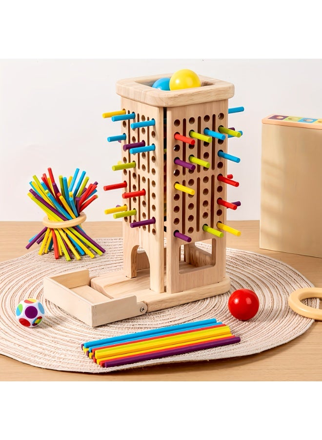 unikbebe 3-in-1 Wooden Board Game, Montessori Early Development Toys, Math Educational Game with Dice, Sensory Sticks Counting, Balance & Color Sorting Wooden Toys for Kids， Preschool - Image 1