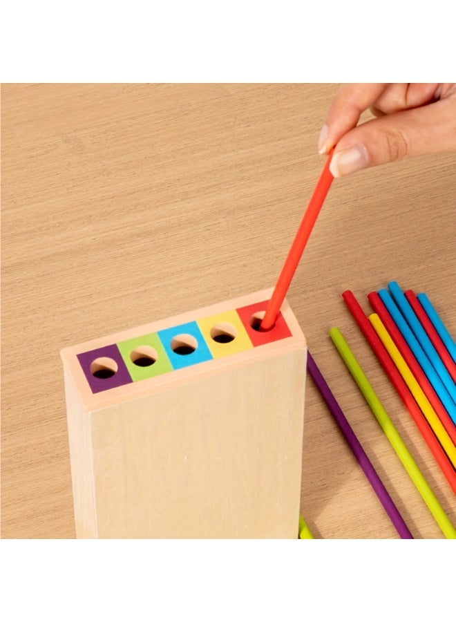 unikbebe 3-in-1 Wooden Board Game, Montessori Early Development Toys, Math Educational Game with Dice, Sensory Sticks Counting, Balance & Color Sorting Wooden Toys for Kids， Preschool - Image 2