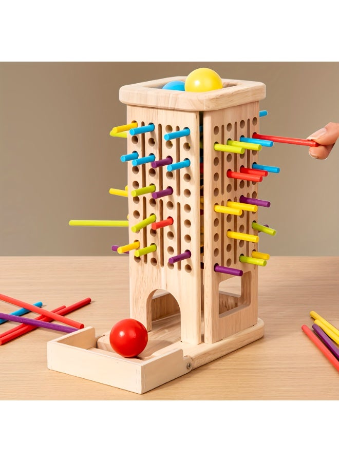 unikbebe 3-in-1 Wooden Board Game, Montessori Early Development Toys, Math Educational Game with Dice, Sensory Sticks Counting, Balance & Color Sorting Wooden Toys for Kids， Preschool - Image 4