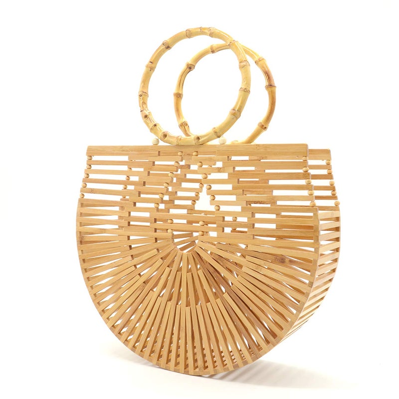 Miuco Womens Bamboo Handbags Handmade Purses Tote Bag Small - Image 2
