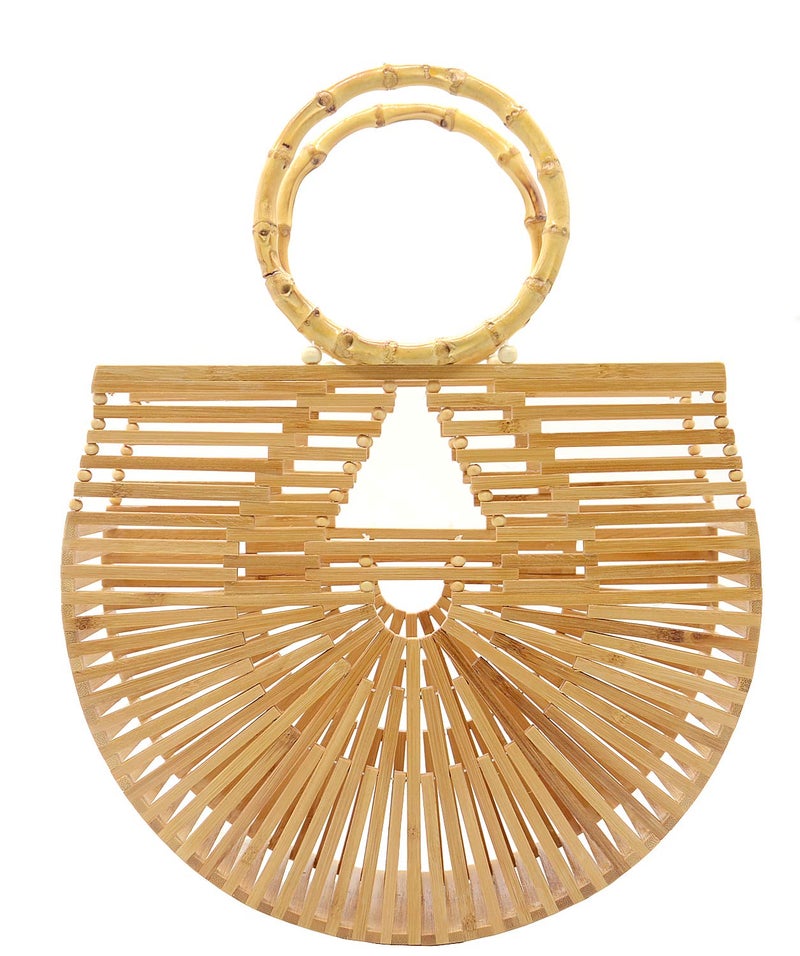 Miuco Womens Bamboo Handbags Handmade Purses Tote Bag Small - Image 1