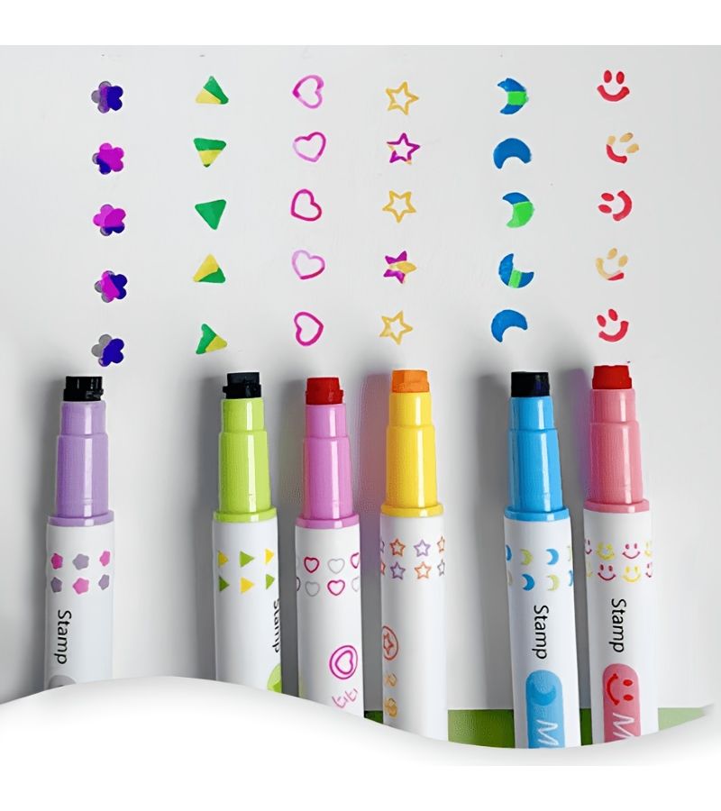 6pcs Dual Ended Magic Color Changing Stamp Pen Set Highlighters Markers for Students Note Organization - Image 5