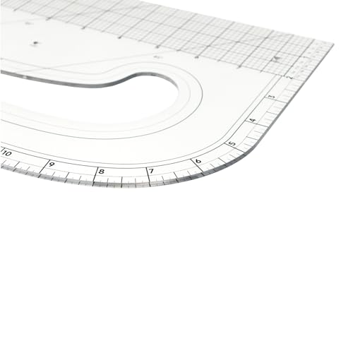 KEARING 16"" Imperial Acrylic Pattern Master Ruler, Multi-Purpose French Curve Ruler, Vary Form Curve Ruler Hip Measuring Curve Transparent Fashion Designer's Ruler, clear - Image 4