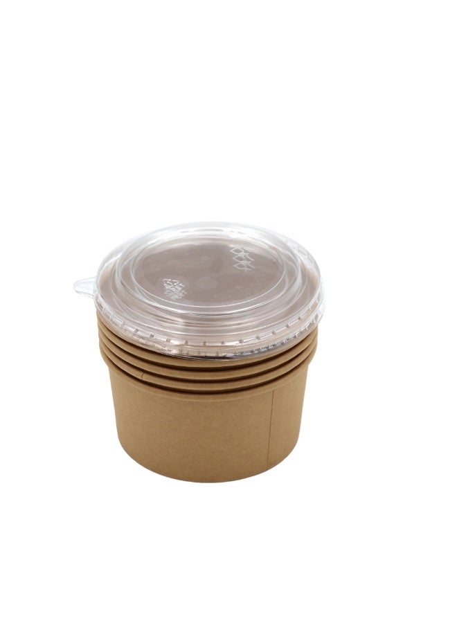 IDEAL PACK Kraft Paper Salad Bowls with Lids 5 PCS Eco Friendly Disposable Salad Containers Leak Proof Biodegradable Bowls for Salads Noodles Soups & Takeaway - Image 2