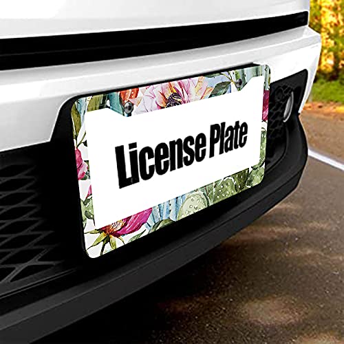 Beabes Watercolor Catus License Plate Frame Pink Flower Tropical License Plate Holder Cactus Summer Car Tag Frame License Plate Car Accessories 2 Holes Novelty Auto Car Tag Vanity Present - Image 5
