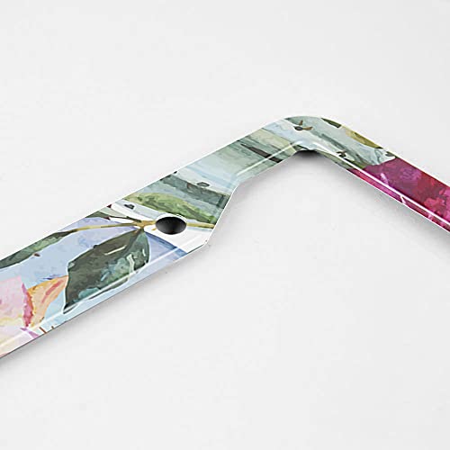 Beabes Watercolor Catus License Plate Frame Pink Flower Tropical License Plate Holder Cactus Summer Car Tag Frame License Plate Car Accessories 2 Holes Novelty Auto Car Tag Vanity Present - Image 3