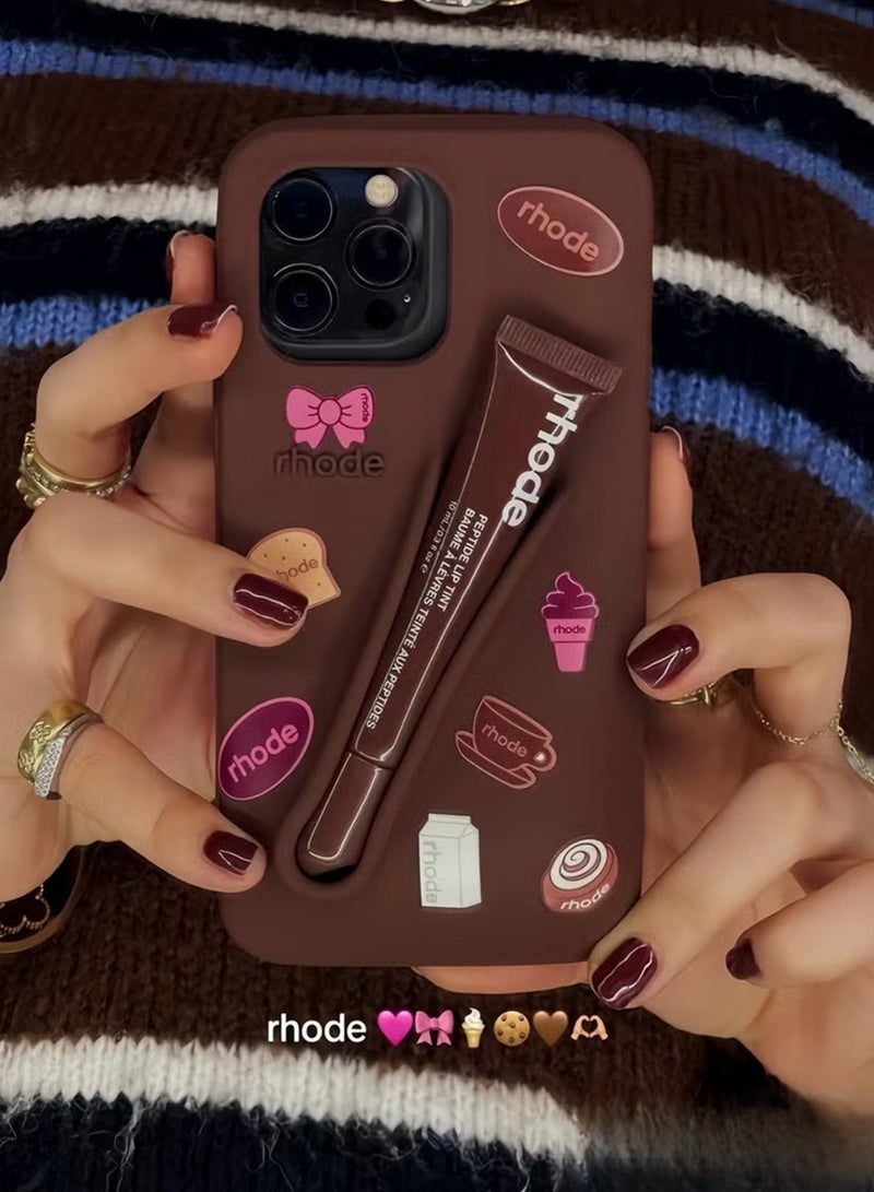 rhode Silicone Lip Holder for Cell Phone,Lip Gloss Adhesive Sleeve for Phone,Lip Holder Stick-on Phone Case,Back Stick On Holder for iPhone 16 Pro Max (SALTY TAN)  - Image 3