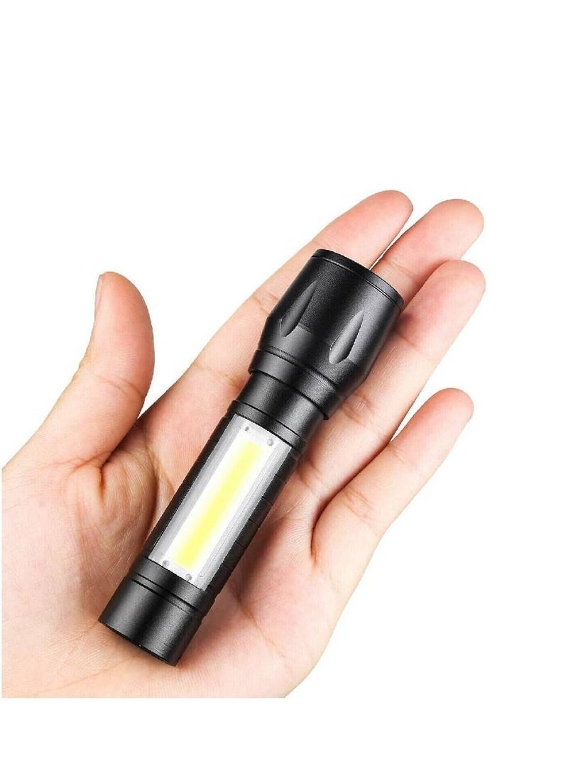 JAJEEK LED Flashlight Rechargeable USB Torch – Mini Portable Pocket Flashlight, Super Bright Handheld Light, COB Side Searchlight, High Lumens, Zoomable, Ideal for Emergency, Camping & Outdoor Activities - Image 3