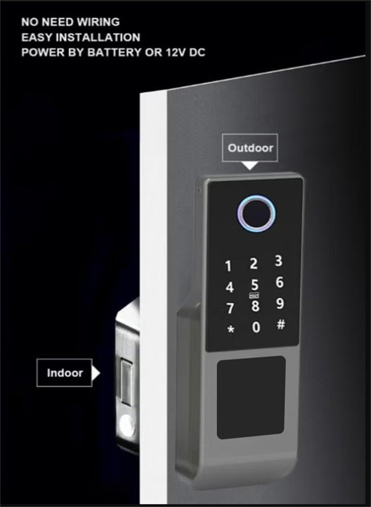 Arabic Voice Service,Waterproof TUYA WIFI App/ Smart Outdoor Lock, Fingerprint Lock, Outdoor Gate, Digital Password, Remote App, Home Electronic Rim Lock - Image 2