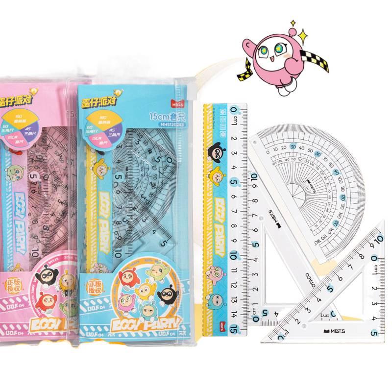 4 Piece Geometry Ruler Set with Protractor and Triangle Ruler for School Math Drawing and Measuring - Image 2