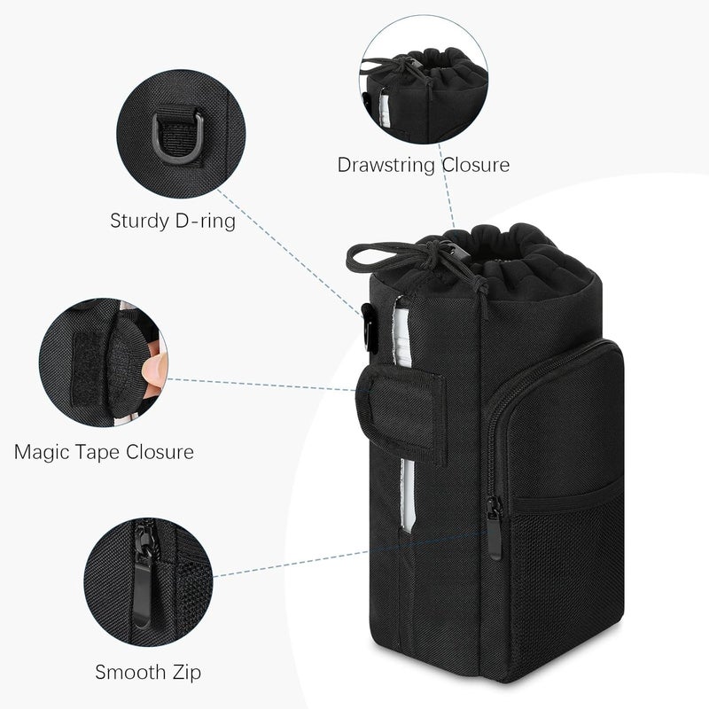 MoKo MoKo Water Bottle Holder with Strap Compatible with Stanley Yeti Tumbler 324064 oz for Walking Hiking Outdoors Black  - Image 5