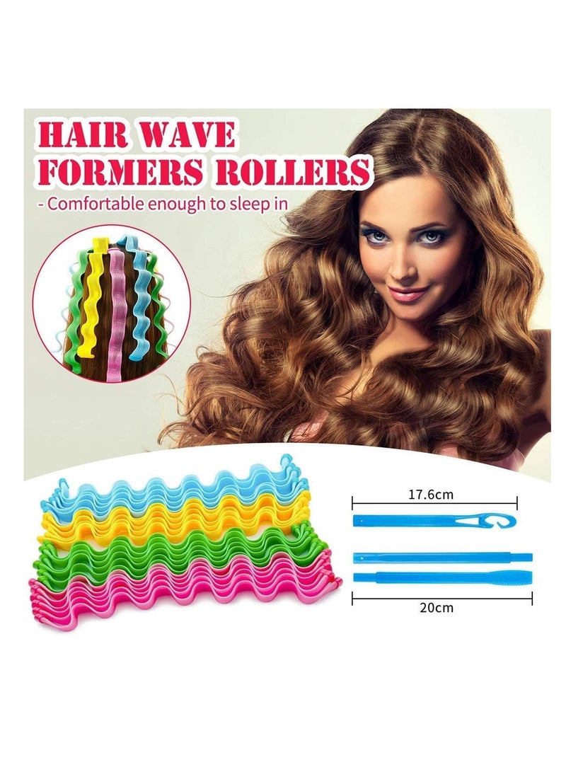 Wave Curl Formers, Heatless Hair Curler for Medium to Long Hair, Hair Style Tools Set with Styling Hooks, for Women and Girls Heatless Spiral Curlers Hair Rollers Wave Styles - Image 2