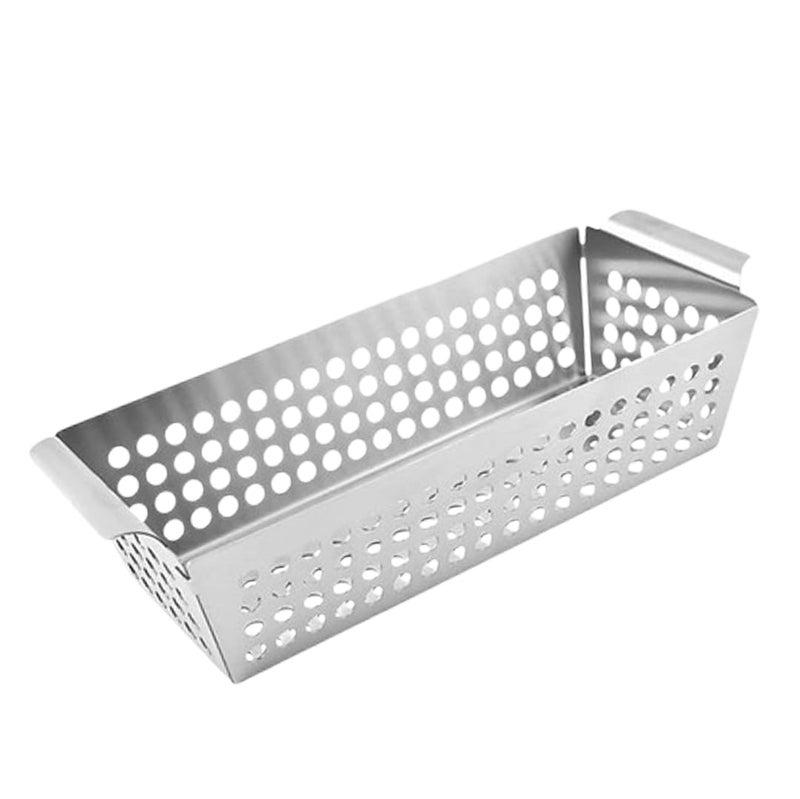 SHREESAMP Stainless Steel Outdoor Seafood Grill Basket For Vegetables And Fish Grilling Pans BBQ Accessories Non-Stick Hole Trays With Topper Double Handles Dishwasher Safe [ 31.5X 12.5X 7.5 CM ] - Image 1