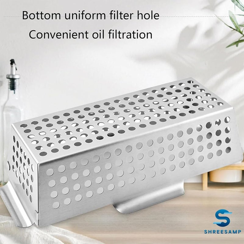 SHREESAMP Stainless Steel Outdoor Seafood Grill Basket For Vegetables And Fish Grilling Pans BBQ Accessories Non-Stick Hole Trays With Topper Double Handles Dishwasher Safe [ 31.5X 12.5X 7.5 CM ] - Image 4