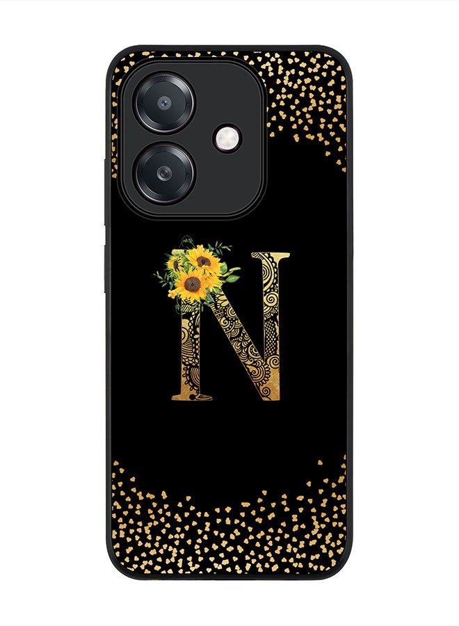 Stylizedd For Oppo A5i Case,Slim fit Camera Protection, Shockproof Thin Phone cover  - Custom Floral Monogram - N ( Black )