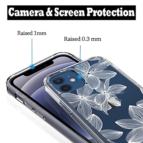 RANZ Compatible with iPhone 12 Case, iPhone 12 Pro Case, Anti-Scratch Shockproof Series Clear Acrylic + TPU Bumper Protective Case for iPhone 12 / iPhone 12 Pro (6.1 inch) - White Flower - Image 5