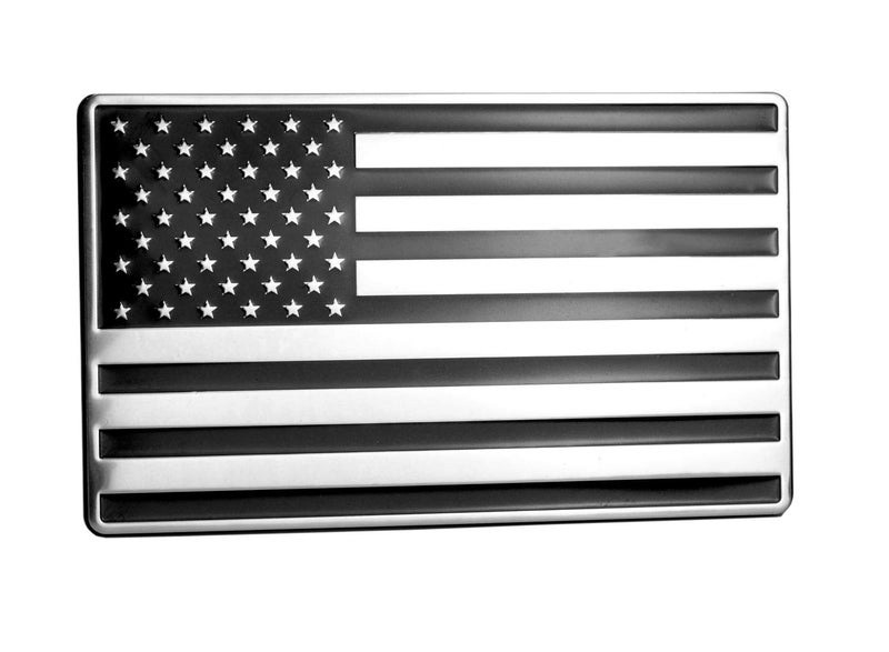 USA American Embossed Stainless Steel Metal Flag 5x3 Black  Chrome