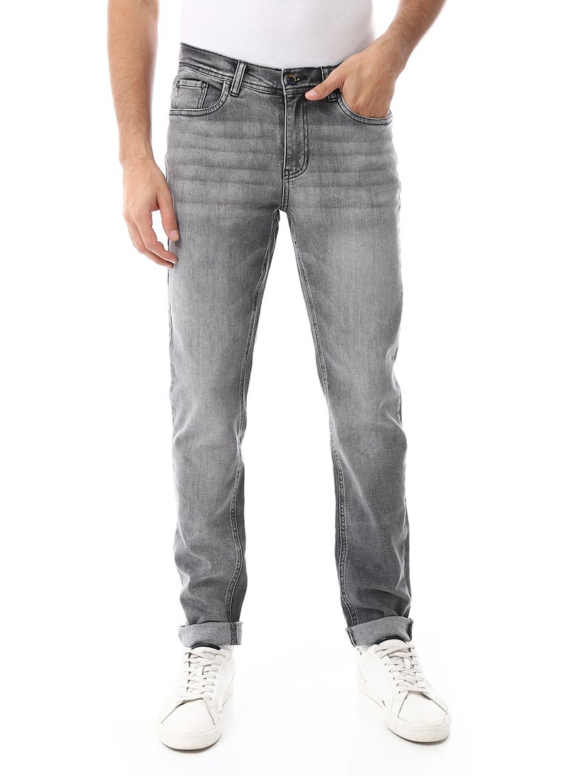 Andora Fly Zipper Button Closure Straight Jeans Pants_ Grey - Image 1