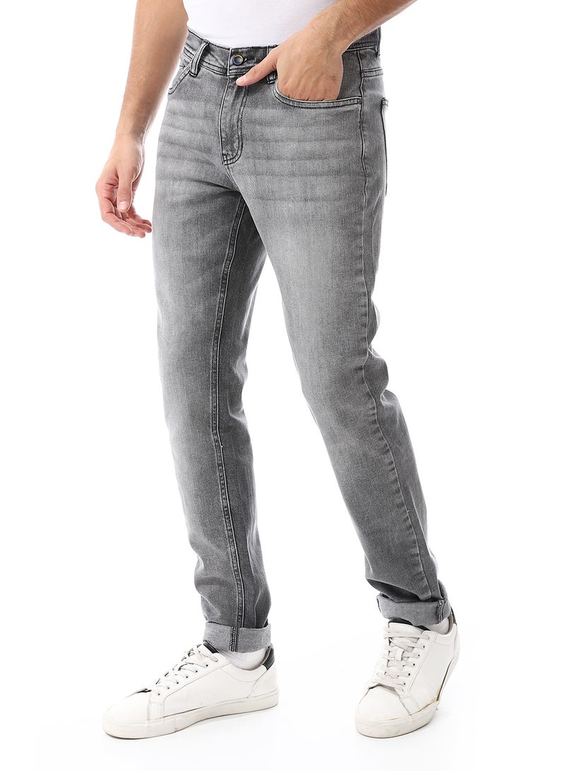 Andora Fly Zipper Button Closure Straight Jeans Pants_ Grey - Image 2