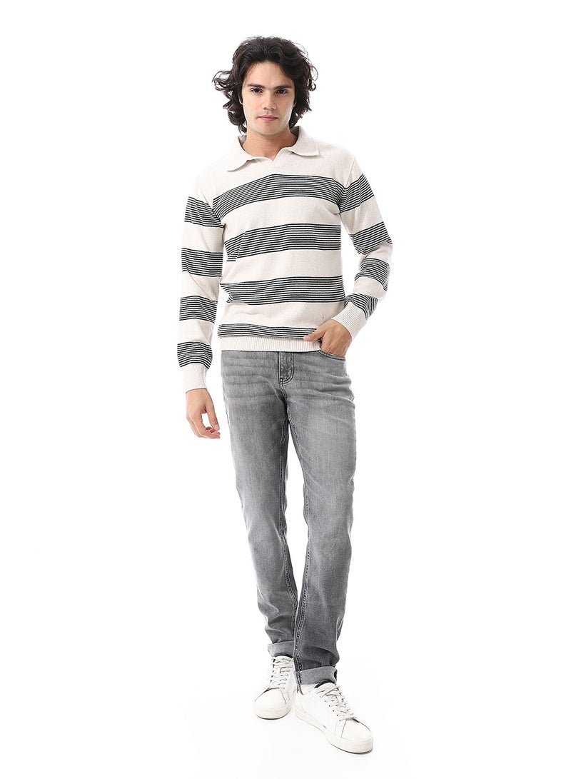 Andora Fly Zipper Button Closure Straight Jeans Pants_ Grey - Image 5