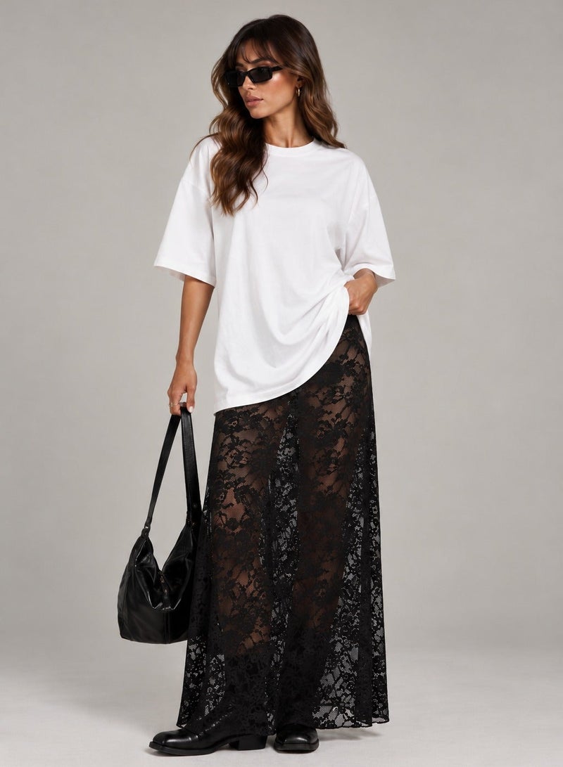 Ginger Lace Sheer Maxi Skirt - Image 1
