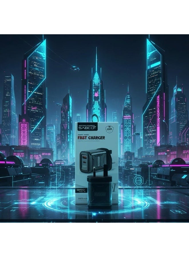 شاحن سريع ثنائي المنافذ بقدرة 25 واط | محول طاقة USB-C و USB-A - Image 4