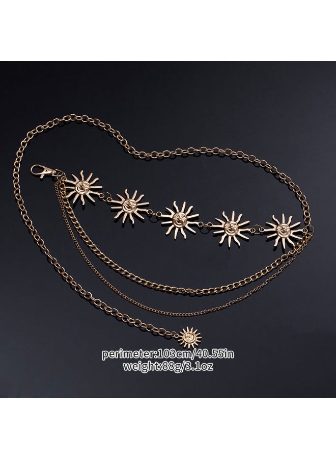 Ucanbe Sunflower Multi-Layer Adjustable Waist Chain – Dress Belt with Premium Chain Accessory - Image 1