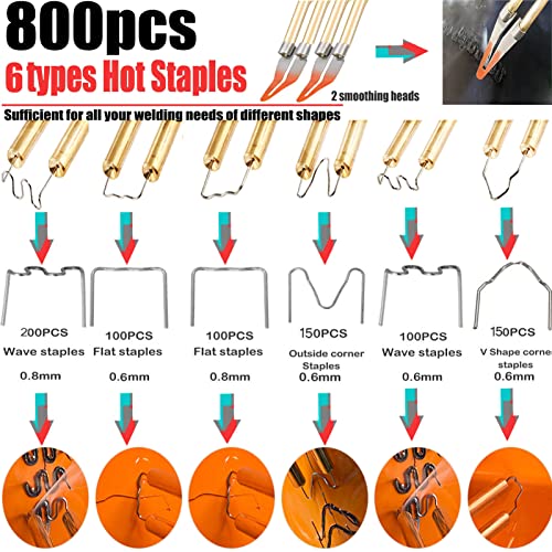 Miotorio 220w Plastic Welder,Upgraded 2 in 1 Plastic Welding Kit,Plastic Repair Kit 1000pcs Hot Staples & 92pcs Plastic Welding Rods for Car Bumper Plastic Crack Repair(Black) - Image 2