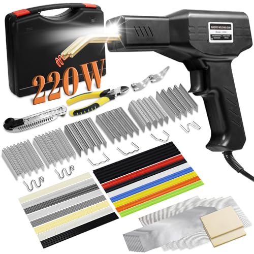 Miotorio 220w Plastic Welder,Upgraded 2 in 1 Plastic Welding Kit,Plastic Repair Kit 1000pcs Hot Staples & 92pcs Plastic Welding Rods for Car Bumper Plastic Crack Repair(Black) - Image 1