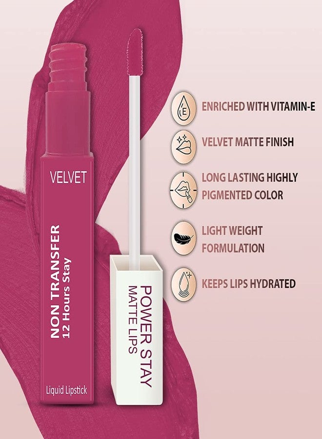 FORFOR® Power Stay Long Last Matte Lipstick Combo of 2 - Waterproof (12 hrs stay) (Pink Blush , Bridal Maroon, Pack of 2) - Image 5