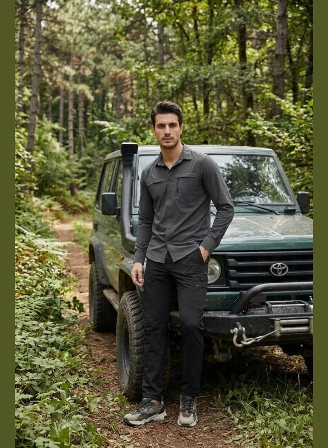 Buratti Buratti Regular Fit Elastic Waist Water Repellent Straight Leg Trekking and Courier Trousers Men's PANTS 693288